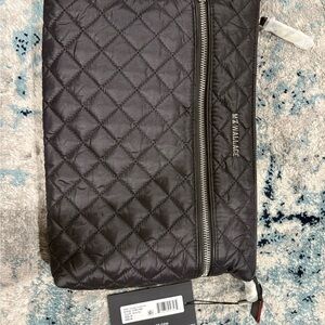 MZ Wallace Quilted Black Crossbody Bag with Front Zip